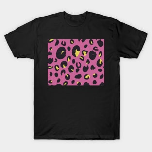 Black and Yellow Leopard on Purple T-Shirt